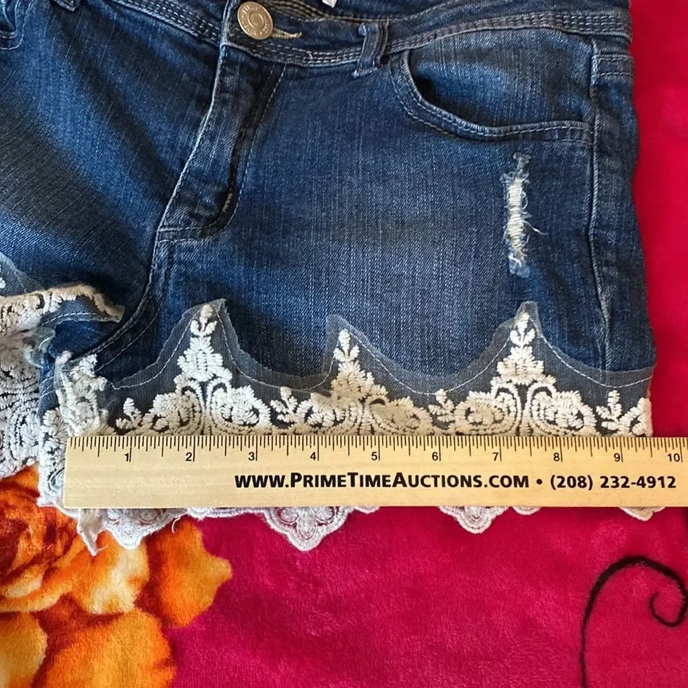 Almost Famous Mid Rise Short Denim with Lace Shorts